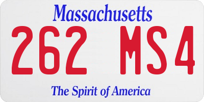 MA license plate 262MS4