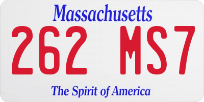 MA license plate 262MS7