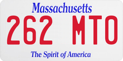 MA license plate 262MT0