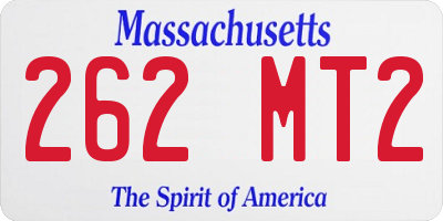 MA license plate 262MT2