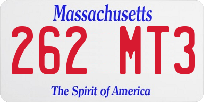 MA license plate 262MT3