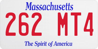 MA license plate 262MT4