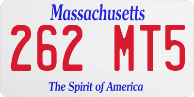 MA license plate 262MT5