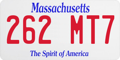 MA license plate 262MT7