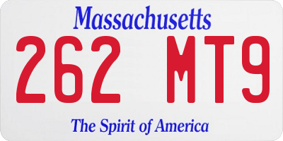 MA license plate 262MT9