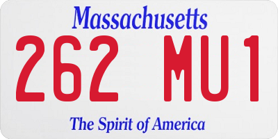 MA license plate 262MU1