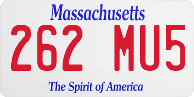 MA license plate 262MU5
