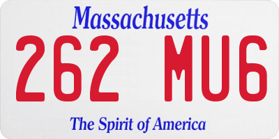 MA license plate 262MU6