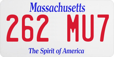 MA license plate 262MU7