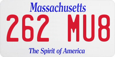 MA license plate 262MU8