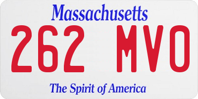 MA license plate 262MV0