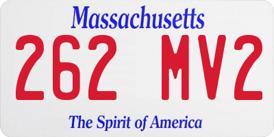 MA license plate 262MV2