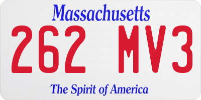 MA license plate 262MV3