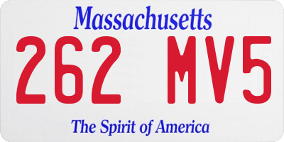 MA license plate 262MV5