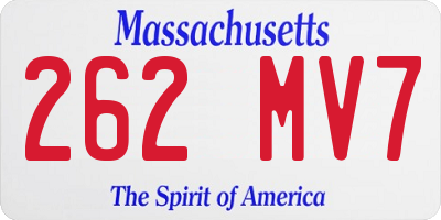 MA license plate 262MV7