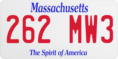 MA license plate 262MW3
