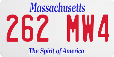 MA license plate 262MW4