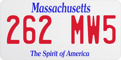MA license plate 262MW5