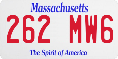 MA license plate 262MW6