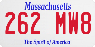 MA license plate 262MW8