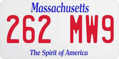 MA license plate 262MW9