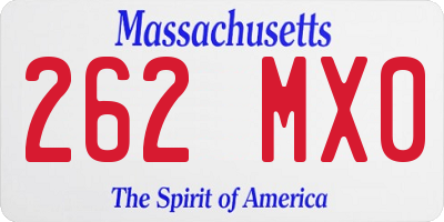 MA license plate 262MX0