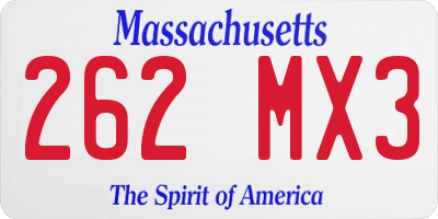 MA license plate 262MX3