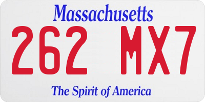 MA license plate 262MX7