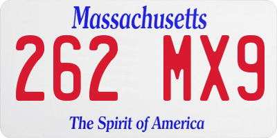 MA license plate 262MX9