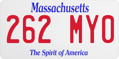 MA license plate 262MY0