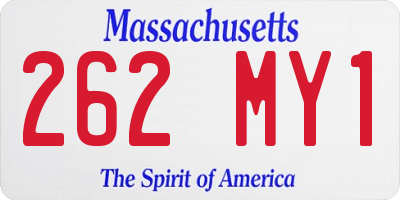 MA license plate 262MY1