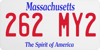 MA license plate 262MY2