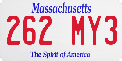 MA license plate 262MY3
