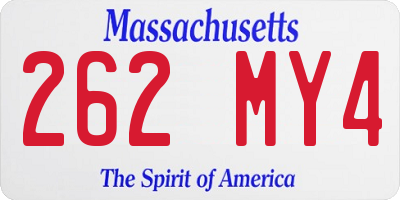 MA license plate 262MY4