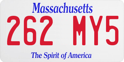 MA license plate 262MY5