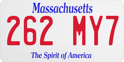 MA license plate 262MY7