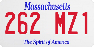 MA license plate 262MZ1
