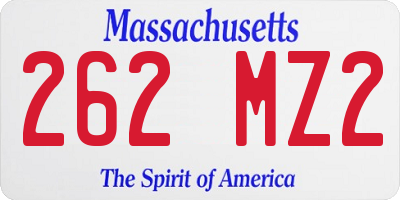 MA license plate 262MZ2