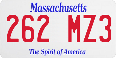 MA license plate 262MZ3
