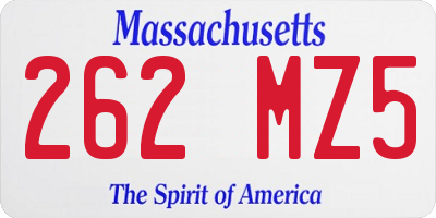 MA license plate 262MZ5