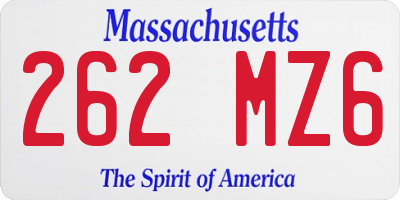 MA license plate 262MZ6