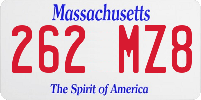 MA license plate 262MZ8