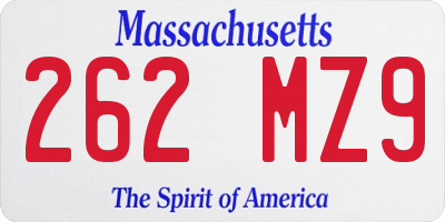MA license plate 262MZ9