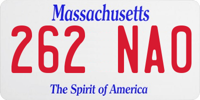 MA license plate 262NA0
