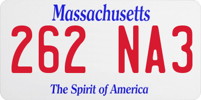 MA license plate 262NA3
