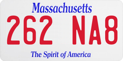MA license plate 262NA8