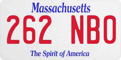 MA license plate 262NB0