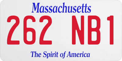 MA license plate 262NB1