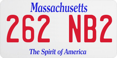 MA license plate 262NB2