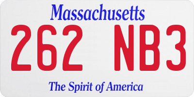 MA license plate 262NB3